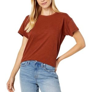 Madewell Whisper Cotton Rib-Crewneck Tee / XXS in Dusky Redwood